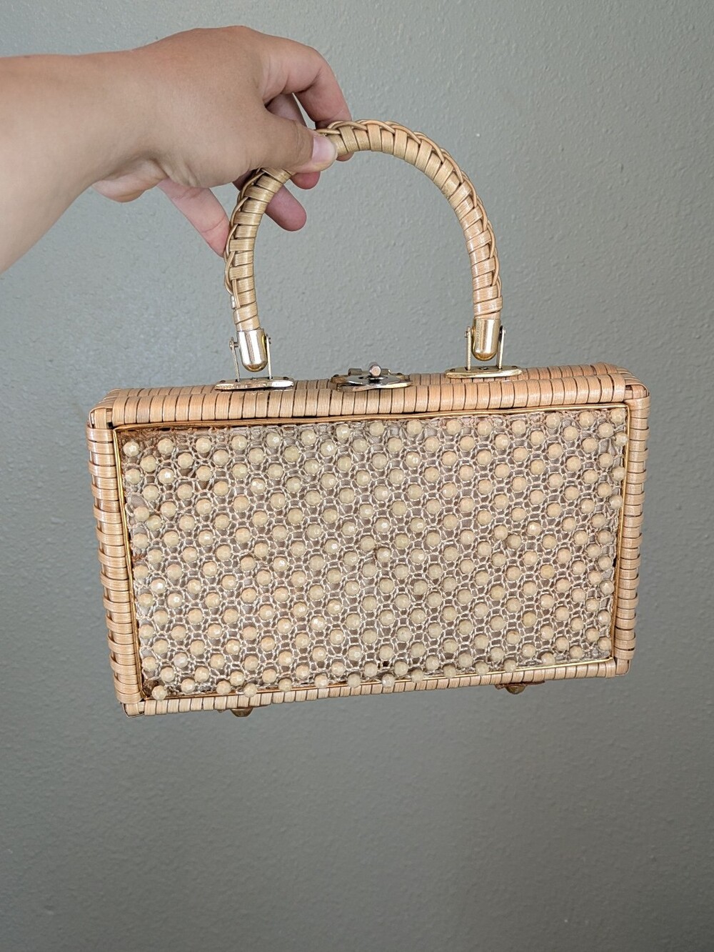 Vintage 60s/70s Simon Mid-Century Rattan Box Bag